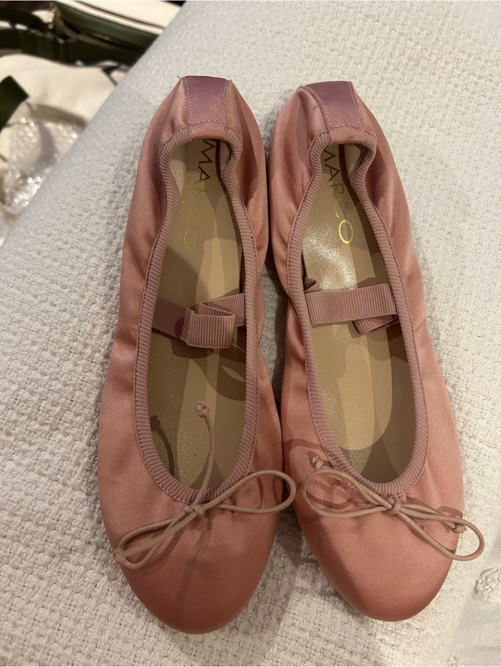 Marco Milano Satin Ballet Flats in Dusty Rose 38